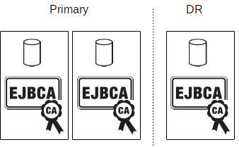 EJBCA PKI setup with a primary and a disaster recovery site.